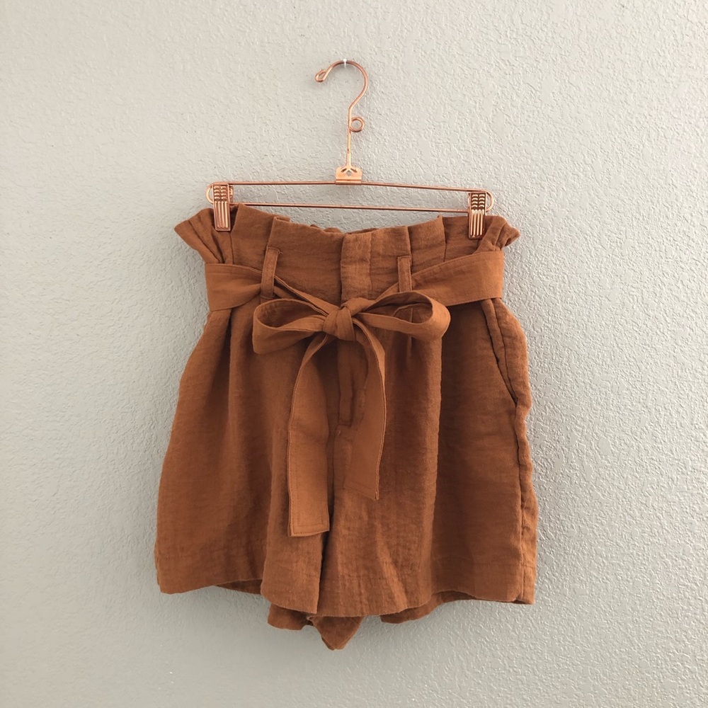 Paper Bag Waist Shorts Orange